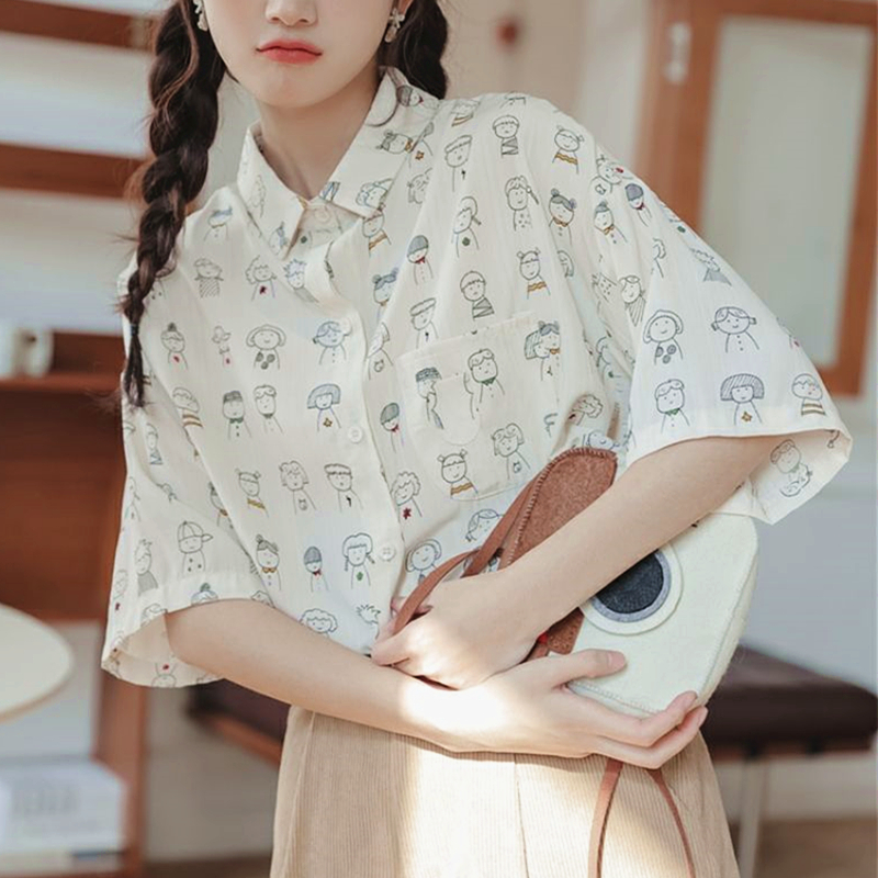 Anime Themed Merchandise - Harajuku Lovely White Cartoon Shirts for