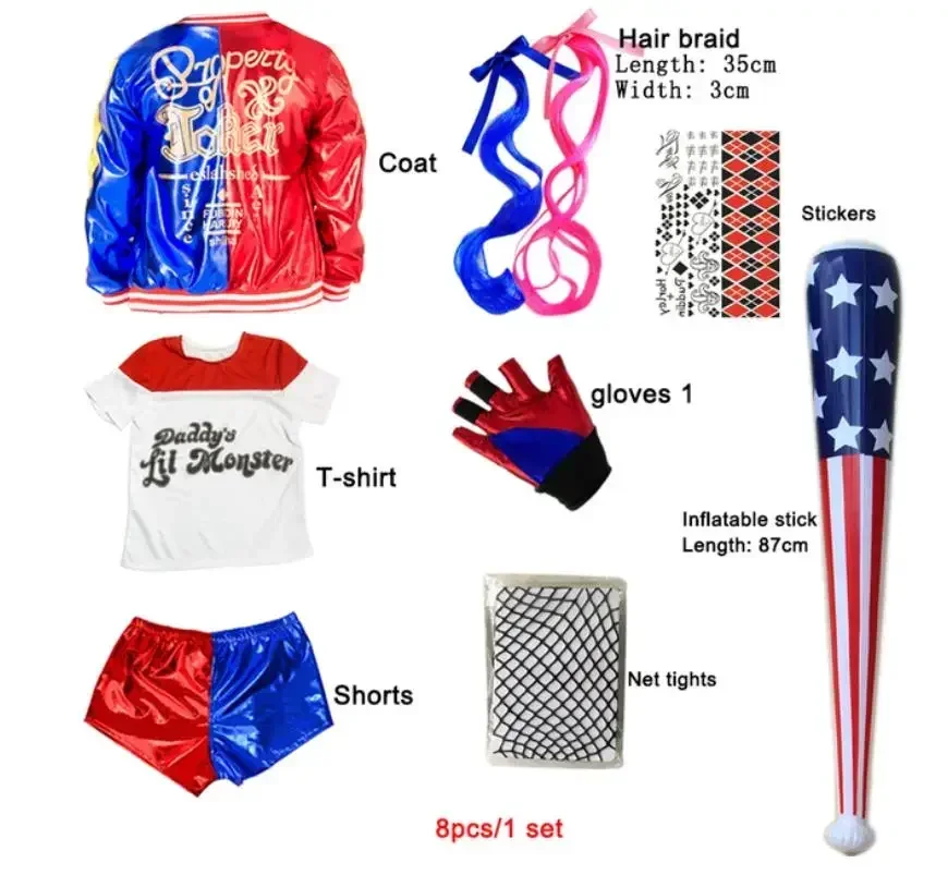 Costumes de cosplay Harley Qui - Anime Merchandise Clothes reseña y precio