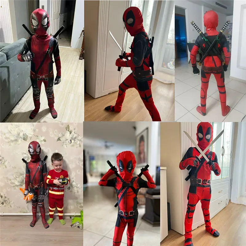 3-12Y Kids Deadpool Costume wi - Cosplay Prop Sword reseña y precio