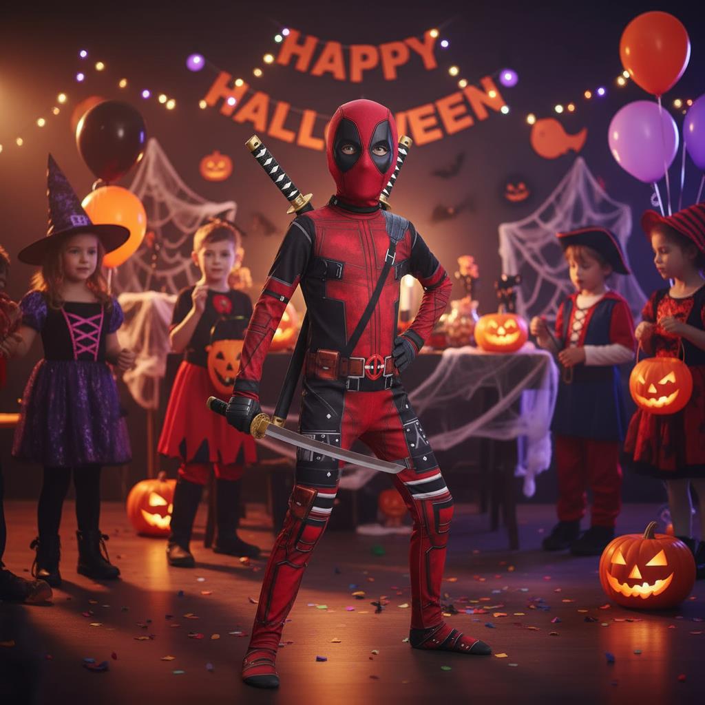 3-12Y Kids Deadpool Costume wi - Cosplay Prop Sword reseña y precio